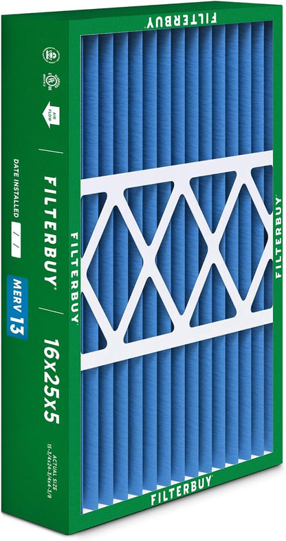 Filterbuy 16x25x5 Air Filter MERV 13 Optimal Smoke & Allergy Defense, Pleated - Image 8