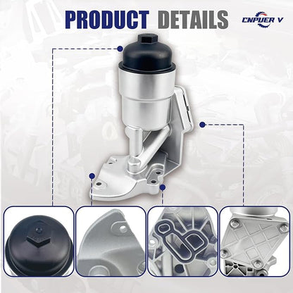 Oil Filter Housing Assembly, Complete Aluminum Plastic Cap Engine Oil Cooler - Image 7