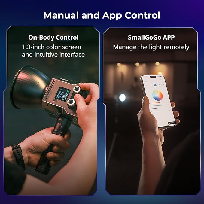 SmallRig RC 60C RGB LED Video Light, 3400mAh Battery 45min Runtime, APP Control, Potable Palm-Sized Continuous Output Lighting 2500-10000K, for Photography/Video/Studio, Powerbank Clamp Edition
