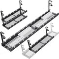 WIGAKDRU 31Inch Extendable Under Desk Cable Management Tray Multi-Model Metal Cable Management Tray Under Desk Cord Management with Clamp Power Strip Cord Holder for Wire Cable Management