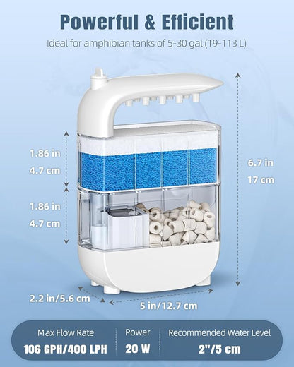 Pawfly 106 GPH 5 W Turtle Tank Filter, Low Water Level Turtle Filter - Image 6