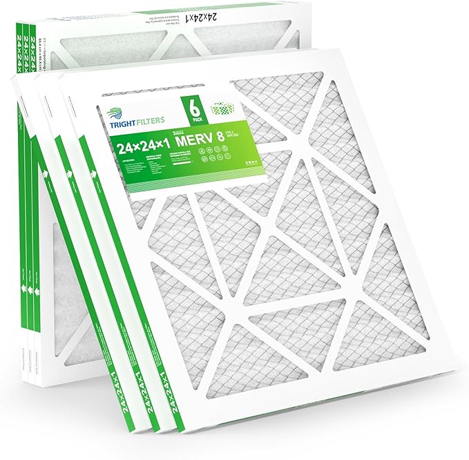 24x24x1 Air Filter 6 Pack, Durable MERV 8 Pleated Home HVAC AC Furnace Filters by TrightFilters