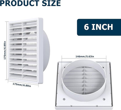 Air Vent ABS Louver Grille Cover 6 Inch, External Wall Vent Cover - Image 2