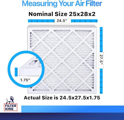 Filter King 25x28x2 Air Filter | 6-PACK | MERV 8 HVAC Pleated A/C Furnace - Image 2