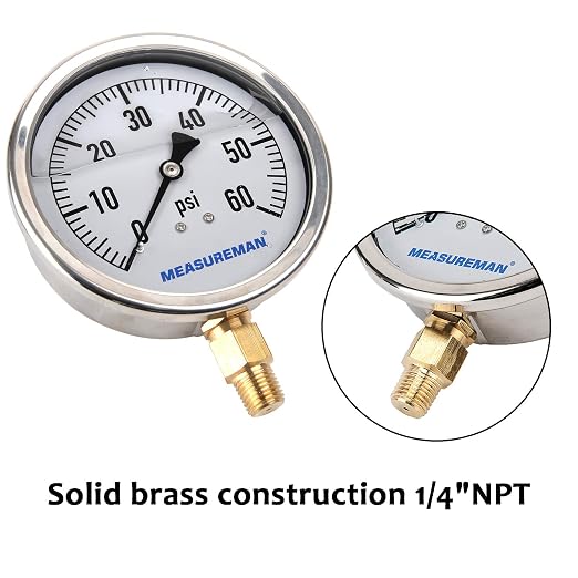 MEASUREMAN 4" Dial Size, Glycerin Filled Plumbing Pressure Gauge, Stainless - Image 3
