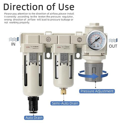 Air Pressure Regulator, Air Moisture Filter 3/4 NPT, Air Compressor Water - Image 5