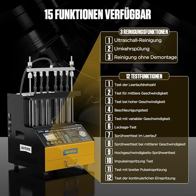 AUTOOL Automotive 6-Cylinder 110V GDI Fuel Injector Cleaning Machine, EFI Fuel - Image 4