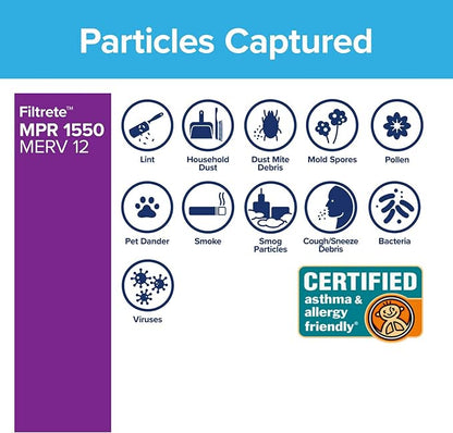 Filtrete 16x25x4, AC Furnace Air Filter, MPR 1550 DP, Healthy Living Ultra - Image 4