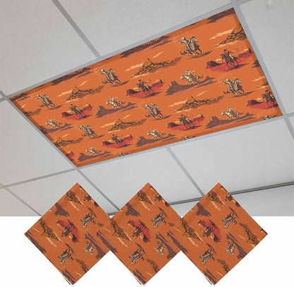 Cowboys Horses 3 Pcs Fluorescent Light Covers 4 x 2 Feet, Desert Ethnic Winds - Image 2