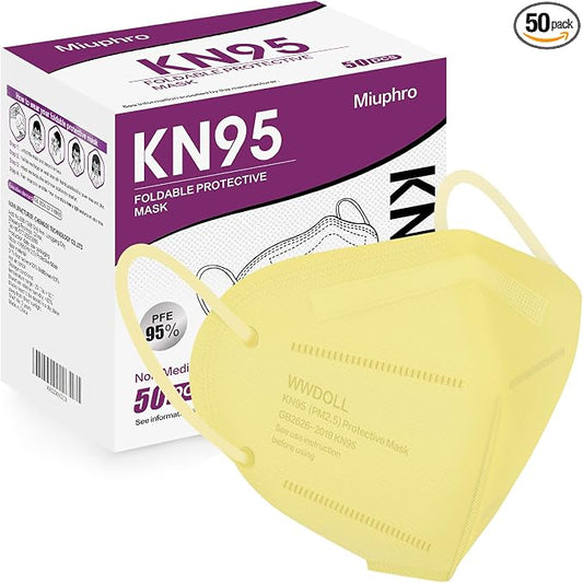 Miuphro KN95 Face Mask 50 Pack, Disposable Respirator Masks, 5 Layer Design by Miuphro