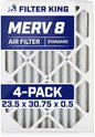 Filter King 23.5x30.75x0.5 Air Filter | 4-PACK | MERV 8 HVAC Pleated A/C by FilterKing