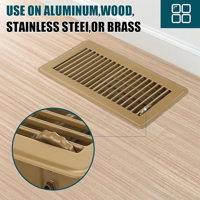 VOISEN Floor Register 4x10, 10 Pack Brown Floor Register Vents, Heavy Duty - Image 2