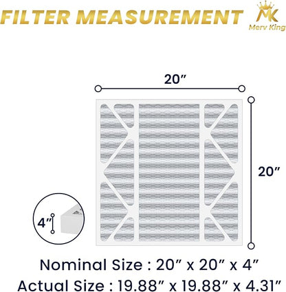 MervKing 20x20x4 Air Filter Actual Size: 19.88" x 19.88" x 4.31" MERV 8 MPR - Image 2