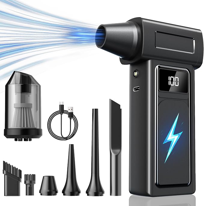 Compressed Electric Air Duster & Handheld Car Vacuum Cleaner 2-in-1-10000mAh - Image 9