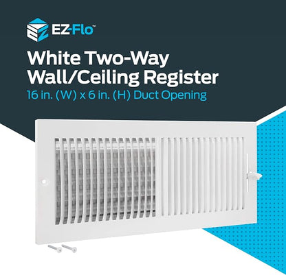 EZ-FLO 16 x 6 Inch White Air Vent Cover - Image 2