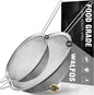 Walfos Large Fine Mesh Strainer 9.35" & 7.8", Stainless Steel Mesh Sieve by Walfos