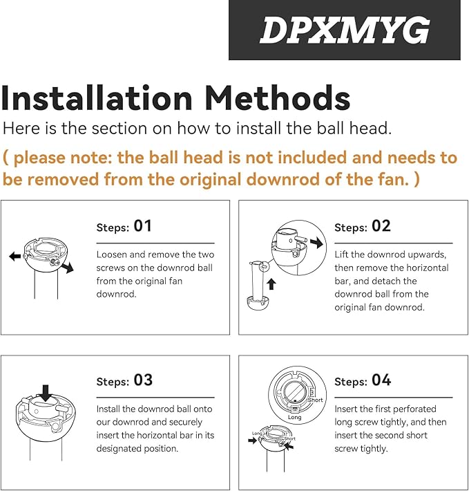 DPXMYG 16 inch Ceiling Fan Downrod with Extension Cord, White Downrod for Ceiling Fan, 1 inch Outside Diameter, Ceiling Fan Boom Suitable for a Wide Range of Fans (White, Not Threaded)