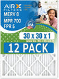 30x30x1 Air Filter MERV 8 Rating, 12 Pack of Furnace Filters Comparable to MPR by AIRXFILTERSWICKEDCLEANAIR
