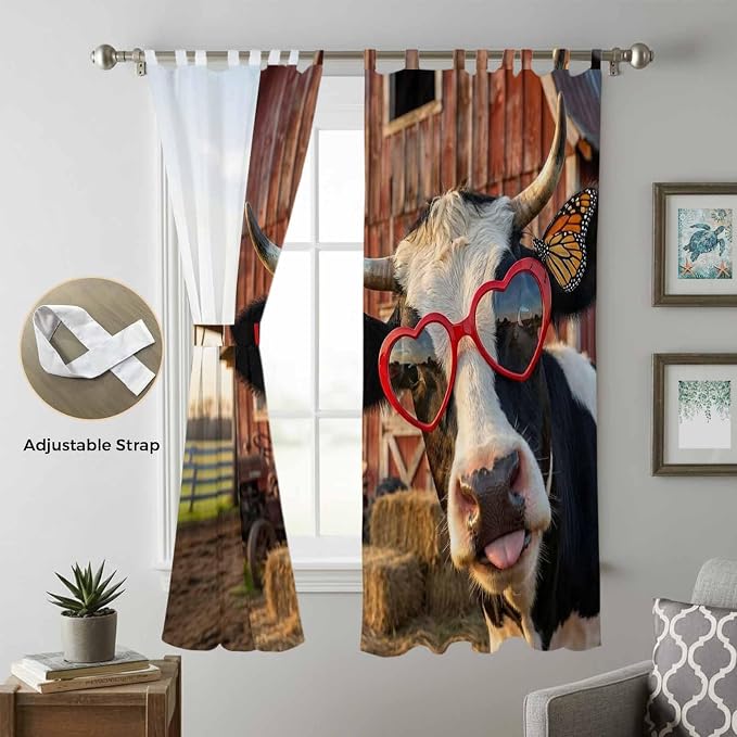 Farm Cows Living Room Curtains 96 Inch Length, Window Curtains Tab Top - Image 5