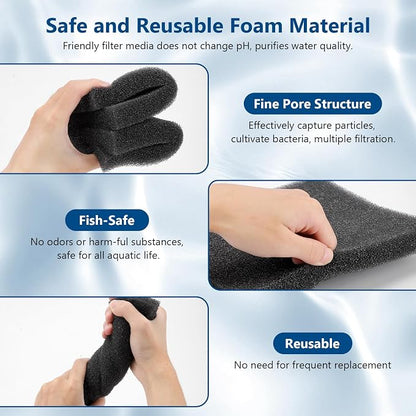 hygger Aquarium Sponge Filter Pad, Filter Media Foam Sponges, Cut-to-Size Open - Image 3