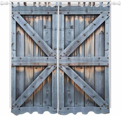 Farmhouse Wood Grain Living Room Curtains 84 Inch Length, Window Curtains Tab by Unknown