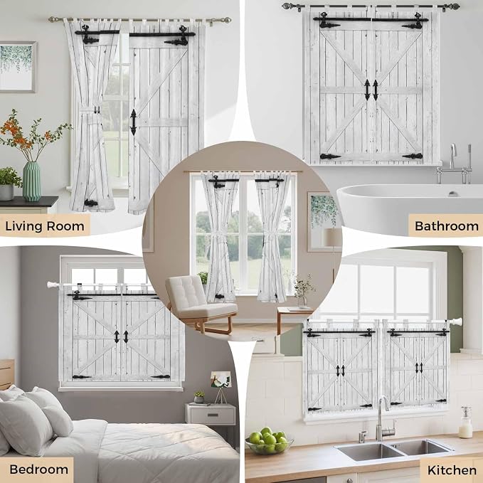 Farmhouse Wood Grain Bedroom Curtains 72 Inch Length, Window Curtains Tab Top - Image 7