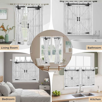 Farmhouse Wood Grain Bathroom Curtains 63 Inch Length, Window Curtains Tab Top - Image 7