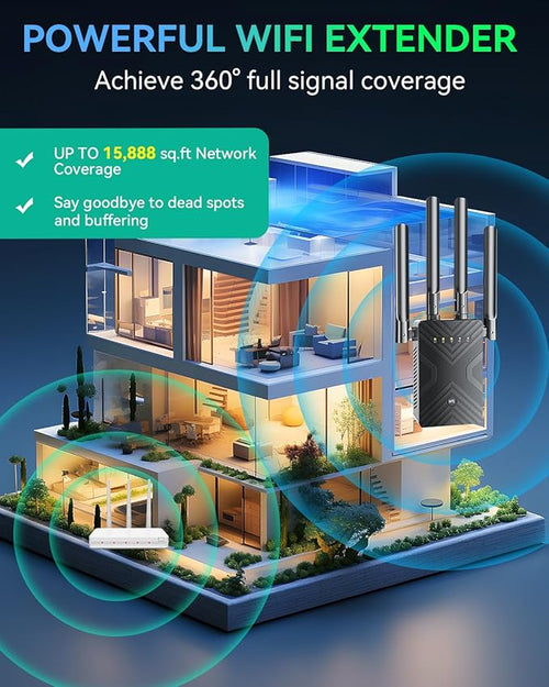 2026 WiFi Extender Signal Booster for Home - 8X Faster Internet Booster with Ethernet Port, Covers 15888sq.ft & 1-Tap Setup, Wireless Repeater Amplifier Supports 68＋Devices