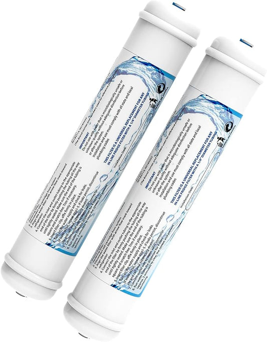 2 Pack Inline Water Filter 1/4" Quick-Connect Replacement Cartridge Inline by HiWater