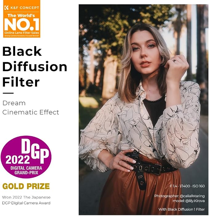 K&F CONCEPT 72mm Black Diffusion 1/2 Filter Mist Cinematic Effect Lens Filter - Image 2