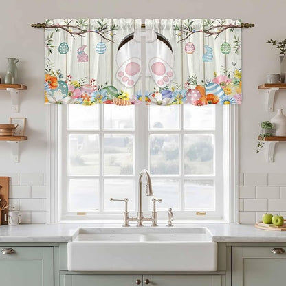 Easter Kitchen Tier Curtains 24 Inch Long 2 Panel Set, Rod Pocket Cafe Small - Image 3