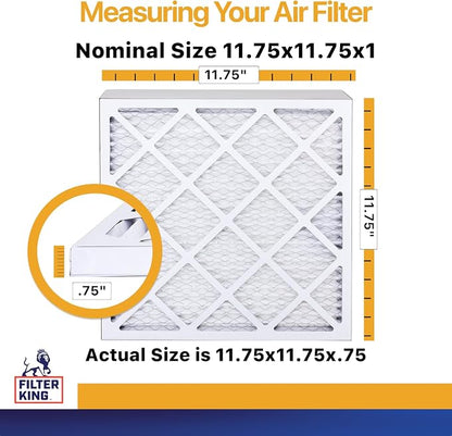 Filter King Air Filters 11.75x11.75x1 | 4-PACK | MERV 13 HVAC Pleated AC - Image 2