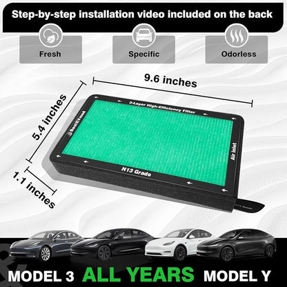BestEvMod 2 Pack Upgraded Tesla Model 3/Y Cabin Air Filter Replacement HEPA Air - Image 2