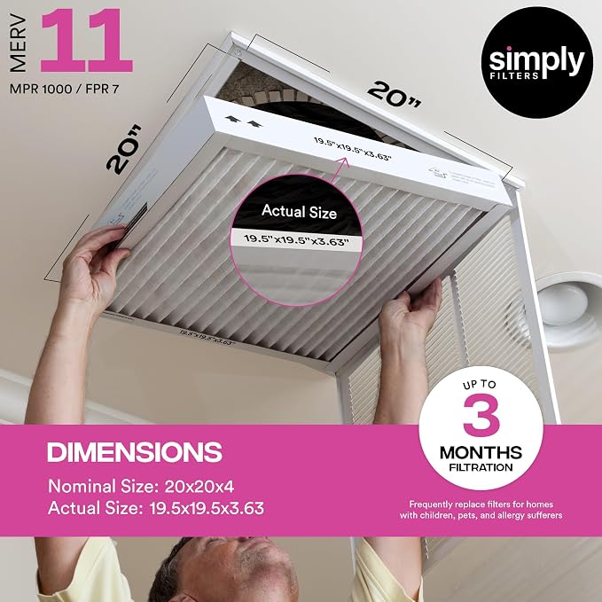 Simply 20x20x4 Air Filter, MERV 11, 6 Pack, Furnace Air Filter - Image 3