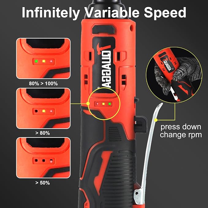 3/8" Cordless Electric Ratchet Wrench Set, 18V Power Ratchet Tool Kit - Image 3