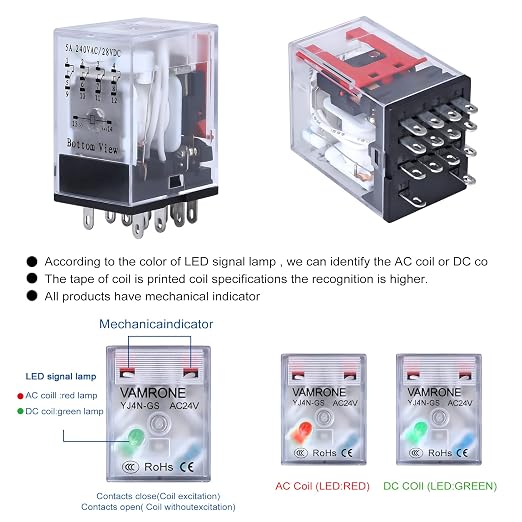 Electromagnetic Power Relay, 14-Pin 5 AMP 24V AC Relay Coil - Image 6