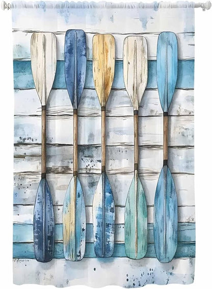Sheer Curtains 72 Inches Long, Lake Paddle Striped Semi Sheer Curtains Light by Unknown