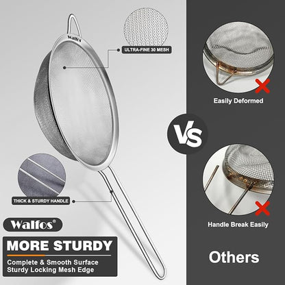 Walfos Fine Mesh Strainer 4PCS, Versatile Kitchen Strainer - Image 7