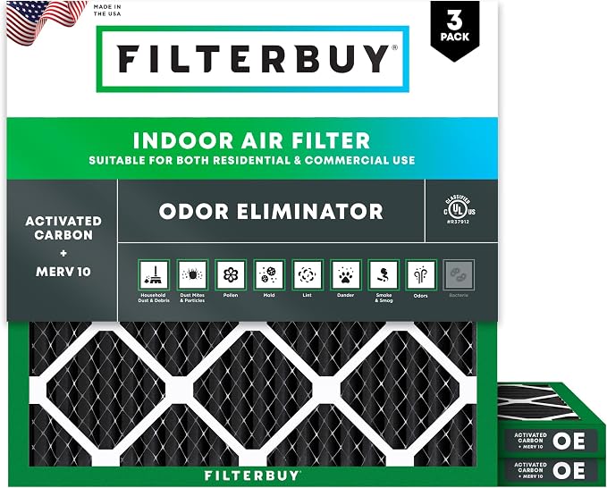 Filterbuy 18x18x1 Air Filter MERV 10 Odor & Allergy Defense by Filterbuy