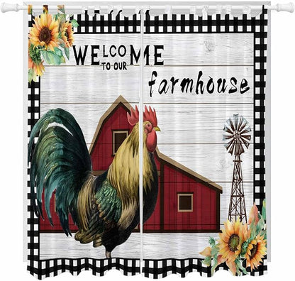 Farmhouse Rooster Living Room Curtains 84 Inch Length, Window Curtains Tab Top by Unknown