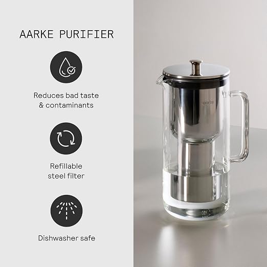 Aarke Purifier Regular 1.18L Glass Pitcher Bundle w/Steel Filter, 3 Enriched + - Image 5