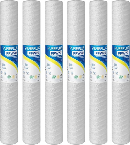 PUREPLUS 5 Micron 2.5" x 20" Whole House String Wound Sediment Filter by PUREPLUS