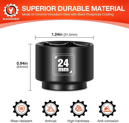 BLACKROBOT 24mm Low Profile Oil Filter Socket, 3/8" Drive 6-Point Oil Filter - Image 2