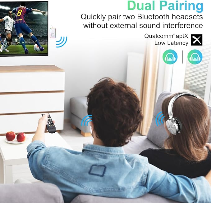 Beeitzie Bluetooth Transmitter for Airplane,Bluetooth V5.4 Transmitter for 2 Airpods/Headphones Dual Pairs.Wireless Transmitter for in-Flight/TV/Gym,with AptX LL,Metal Frame