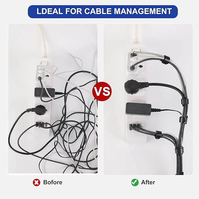 Nettbe Reusable Cable Ties, 210 PCS 8 Inches Adjustable Cord Straps Wire Organizer Cord Wrap and Hook Loop Cable Management