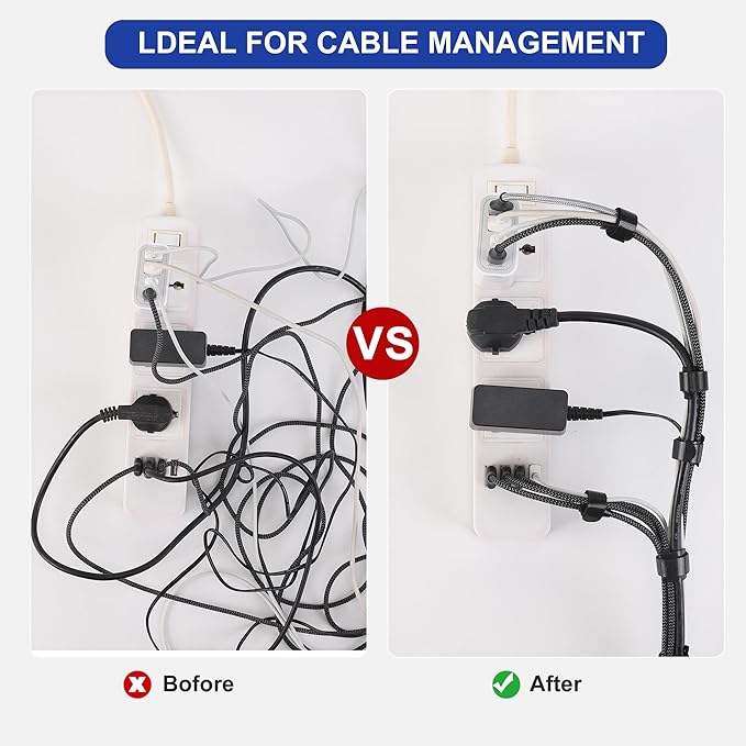 Nettbe Reusable Cable Ties, 126 PCS 6 Inches Adjustable Cord Straps Wire Organizer Cord Wrap and Hook Loop Cable Management