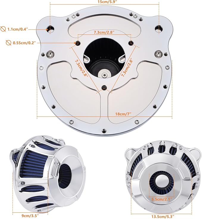 Motorcycle Air Filter Kit CNC Air Cleaner Intake Turbine System Fit - Image 7