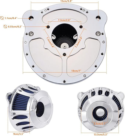 Motorcycle Air Filter Kit CNC Air Cleaner Intake Turbine System Fit - Image 7