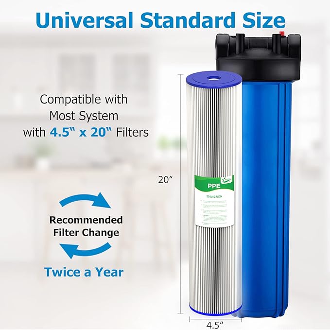 50 Micron 20-Inch Heavy Duty Whole House Water Filter Replacement Cartridge - Image 3