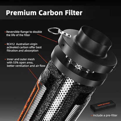 Spider Farmer Air Filtration Kit 4 Inch, Inline Duct Fan - Image 6